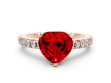 Rose gold Heart Cut Solitaire Diamond with Pavé Band and Four-Prong Setting