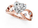 Rose gold Heart Cut Solitaire Diamond with Side Stones on Criss-Cross Band and Four-Prong Setting_5