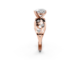 Rose gold Heart Cut Solitaire Diamond with Side Stones on Criss-Cross Band and Four-Prong Setting_6