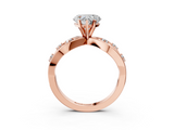 Rose gold Heart Cut Solitaire Diamond with Side Stones on Criss-Cross Band and Four-Prong Setting_7