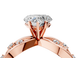 Rose gold Heart Cut Solitaire Diamond with Side Stones on Criss-Cross Band and Four-Prong Setting_8