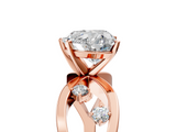 Rose gold Heart Cut Solitaire Diamond with Side Stones on Criss-Cross Band and Four-Prong Setting_9