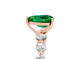 Rose gold Heart Cut Solitaire Emerald Ring with Pave Band and Four-Prong Setting_5