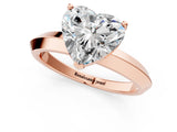 Rose gold Heart Cut Solitaire Engagement Ring with Flat Band and Four-Prong Setting 1
