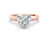 Rose gold Heart Cut Solitaire Engagement Ring with Flat Band and Four-Prong Setting