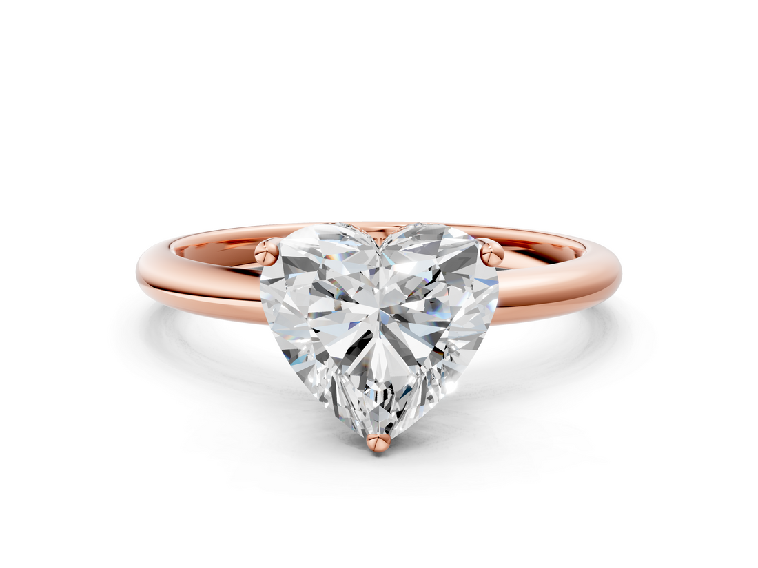 Rose gold Heart Cut Solitaire Engagement Ring with Four-Prong Setting and Classic Band_40