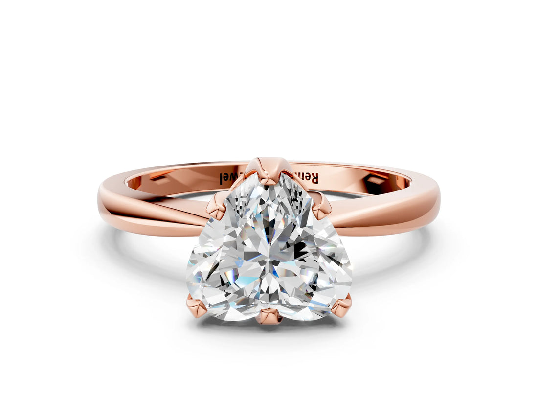 Rose gold Heart Cut Solitaire Engagement Ring with Six-Prong Setting and Tapered Band_3