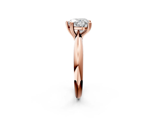 Rose gold Heart Cut Solitaire Engagement Ring with Tapered Band and Four-Prong Setting