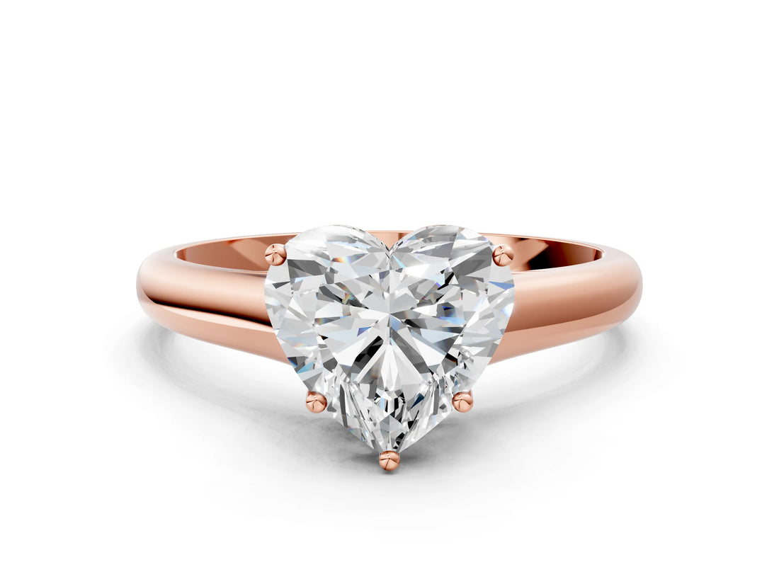 Rose gold Heart Cut Solitaire Engagement Ring with Tapered Band and Four-Prong Setting_3