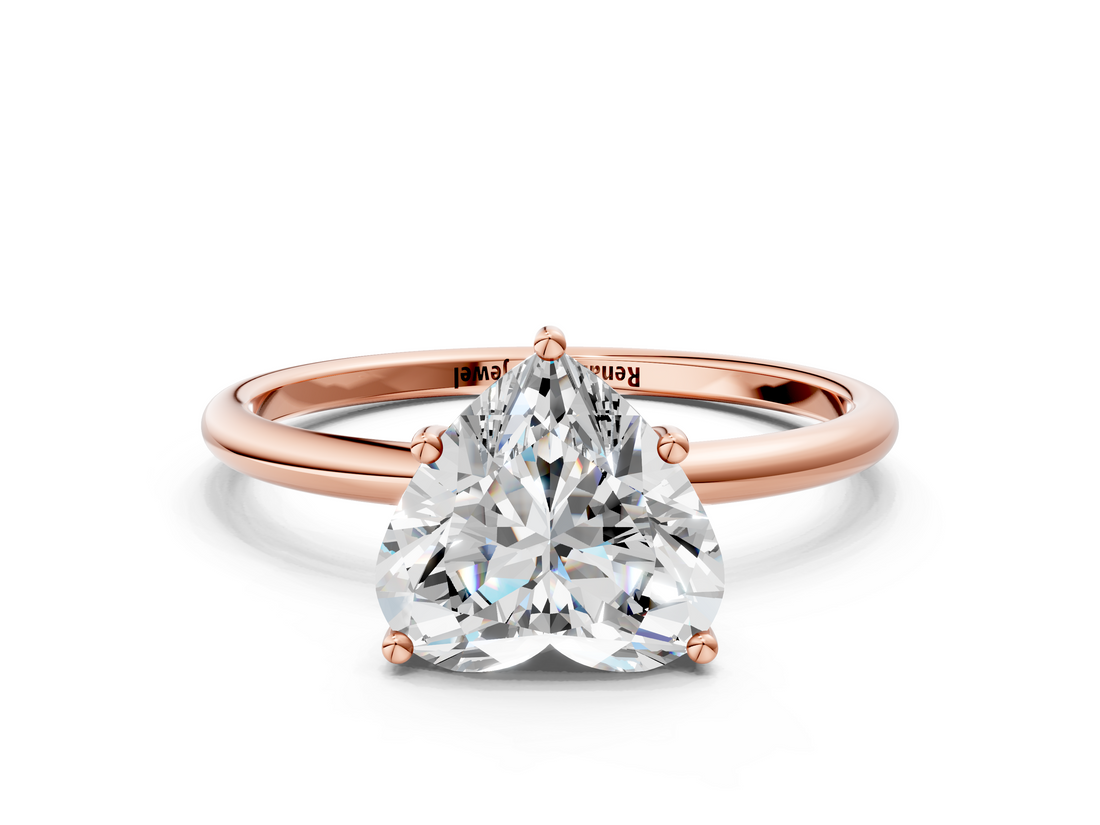 Rose gold Heart Cut Solitaire Engagement Ring with Thin Band and Four-Prong Setting_3