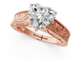 Rose gold Heart Cut Solitaire Engraved Band with Four-Prong Setting_63