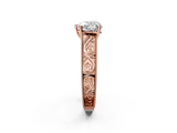 Rose gold Heart Cut Solitaire Engraved Band with Four-Prong Setting_64
