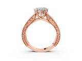Rose gold Heart Cut Solitaire Engraved Band with Four-Prong Setting_65