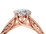Rose gold Heart Cut Solitaire Engraved Band with Four-Prong Setting_66