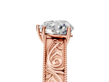 Rose gold Heart Cut Solitaire Engraved Band with Four-Prong Setting_67