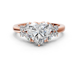 Rose gold Heart Cut Solitaire Floral Diamond Ring with Four-Prong Setting_37