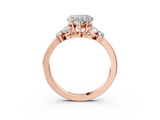 Rose gold Heart Cut Solitaire Floral Diamond Ring with Four-Prong Setting_40
