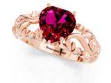 Rose gold Heart Cut Solitaire Garnet Leaf-Inspired Vine Band Ring with Prong Setting_1