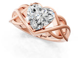 Rose gold Heart Cut Solitaire Intertwined Band Prong Setting Ring_15