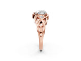 Rose gold Heart Cut Solitaire Intertwined Band Prong Setting Ring_16