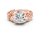 Rose gold Heart Cut Solitaire Leaf-Inspired Engagement Ring with Prong Setting