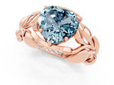Rose gold Heart Cut Solitaire Leaf-Inspired Engagement Ring with Prong Setting_1