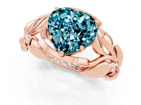 Rose gold Heart Cut Solitaire Leaf-Inspired Engagement Ring with Prong Setting_1