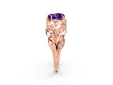 Rose gold Heart Cut Solitaire Leaf-Inspired Engagement Ring with Prong Setting_2