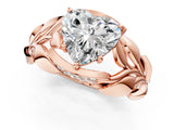 Rose gold Heart Cut Solitaire Leaf-Inspired Engagement Ring with Prong Setting_20