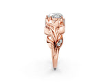 Rose gold Heart Cut Solitaire Leaf-Inspired Engagement Ring with Prong Setting_21