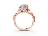 Rose gold Heart Cut Solitaire Leaf-Inspired Engagement Ring with Prong Setting_22