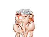 Rose gold Heart Cut Solitaire Leaf-Inspired Engagement Ring with Prong Setting_24