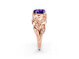 Rose gold Heart Cut Solitaire Leaf-Inspired Engagement Ring with Prong Setting_2
