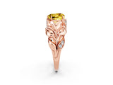 Rose gold Heart Cut Solitaire Leaf-Inspired Engagement Ring with Prong Setting_2