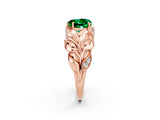 Rose gold Heart Cut Solitaire Leaf-Inspired Engagement Ring with Prong Setting_2