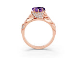 Rose gold Heart Cut Solitaire Leaf-Inspired Engagement Ring with Prong Setting_3