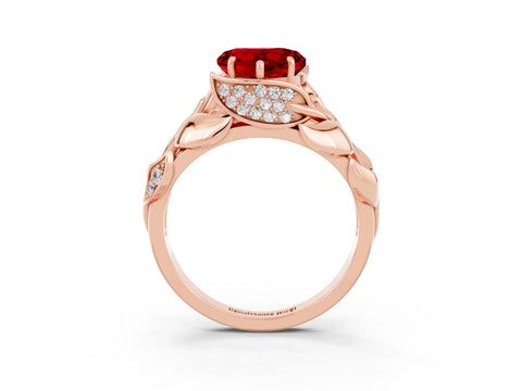 Rose gold Heart Cut Solitaire Leaf-Inspired Engagement Ring with Prong Setting_3