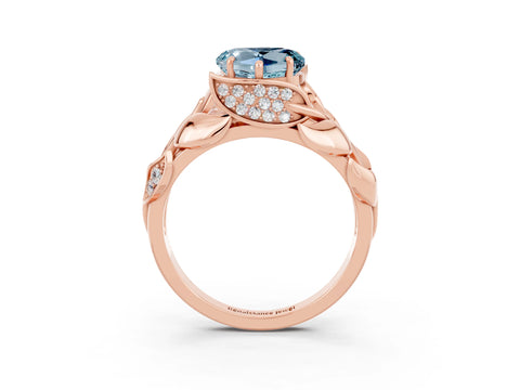 Rose gold Heart Cut Solitaire Leaf-Inspired Engagement Ring with Prong Setting_3