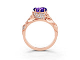 Rose gold Heart Cut Solitaire Leaf-Inspired Engagement Ring with Prong Setting_3