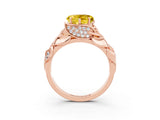 Rose gold Heart Cut Solitaire Leaf-Inspired Engagement Ring with Prong Setting_3