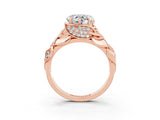 Rose gold Heart Cut Solitaire Leaf-Inspired Engagement Ring with Prong Setting_3