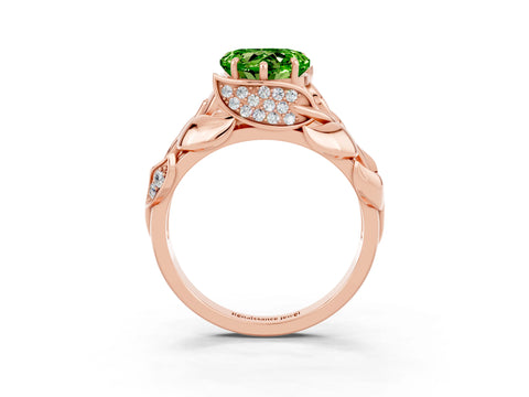Rose gold Heart Cut Solitaire Leaf-Inspired Engagement Ring with Prong Setting_3