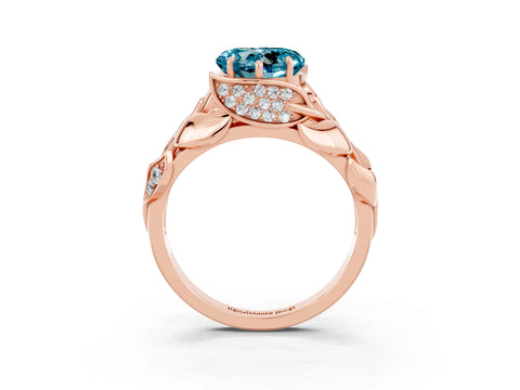 Rose gold Heart Cut Solitaire Leaf-Inspired Engagement Ring with Prong Setting_3
