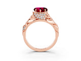 Rose gold Heart Cut Solitaire Leaf-Inspired Engagement Ring with Prong Setting_3