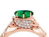 Rose gold Heart Cut Solitaire Leaf-Inspired Engagement Ring with Prong Setting_4