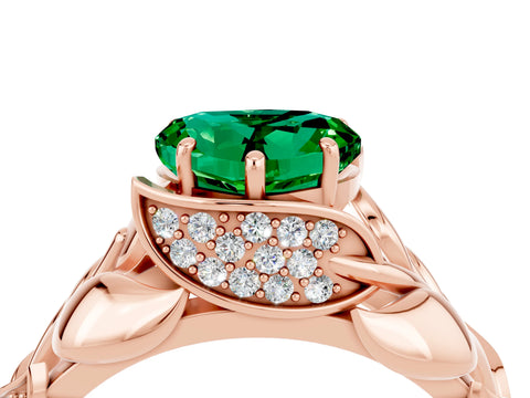 Rose gold Heart Cut Solitaire Leaf-Inspired Engagement Ring with Prong Setting_4