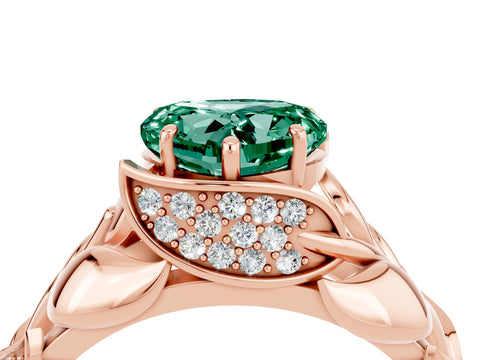 Rose gold Heart Cut Solitaire Leaf-Inspired Engagement Ring with Prong Setting_4