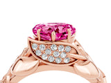 Rose gold Heart Cut Solitaire Leaf-Inspired Engagement Ring with Prong Setting_4