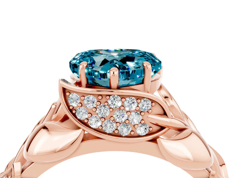 Rose gold Heart Cut Solitaire Leaf-Inspired Engagement Ring with Prong Setting_4
