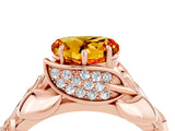 Rose gold Heart Cut Solitaire Leaf-Inspired Engagement Ring with Prong Setting_4